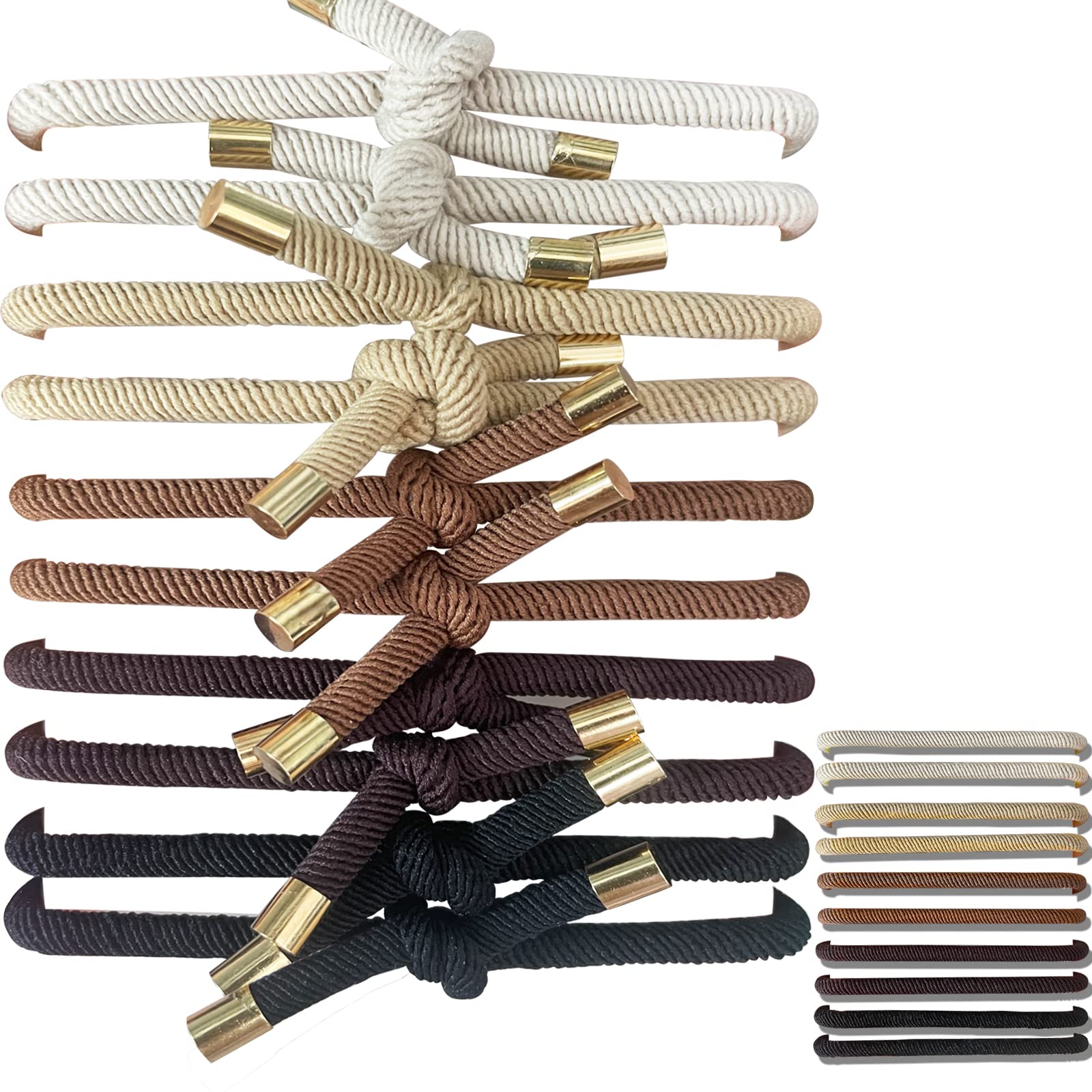 UDeBe front packaging showing ten knot hair tie bracelets and benefits