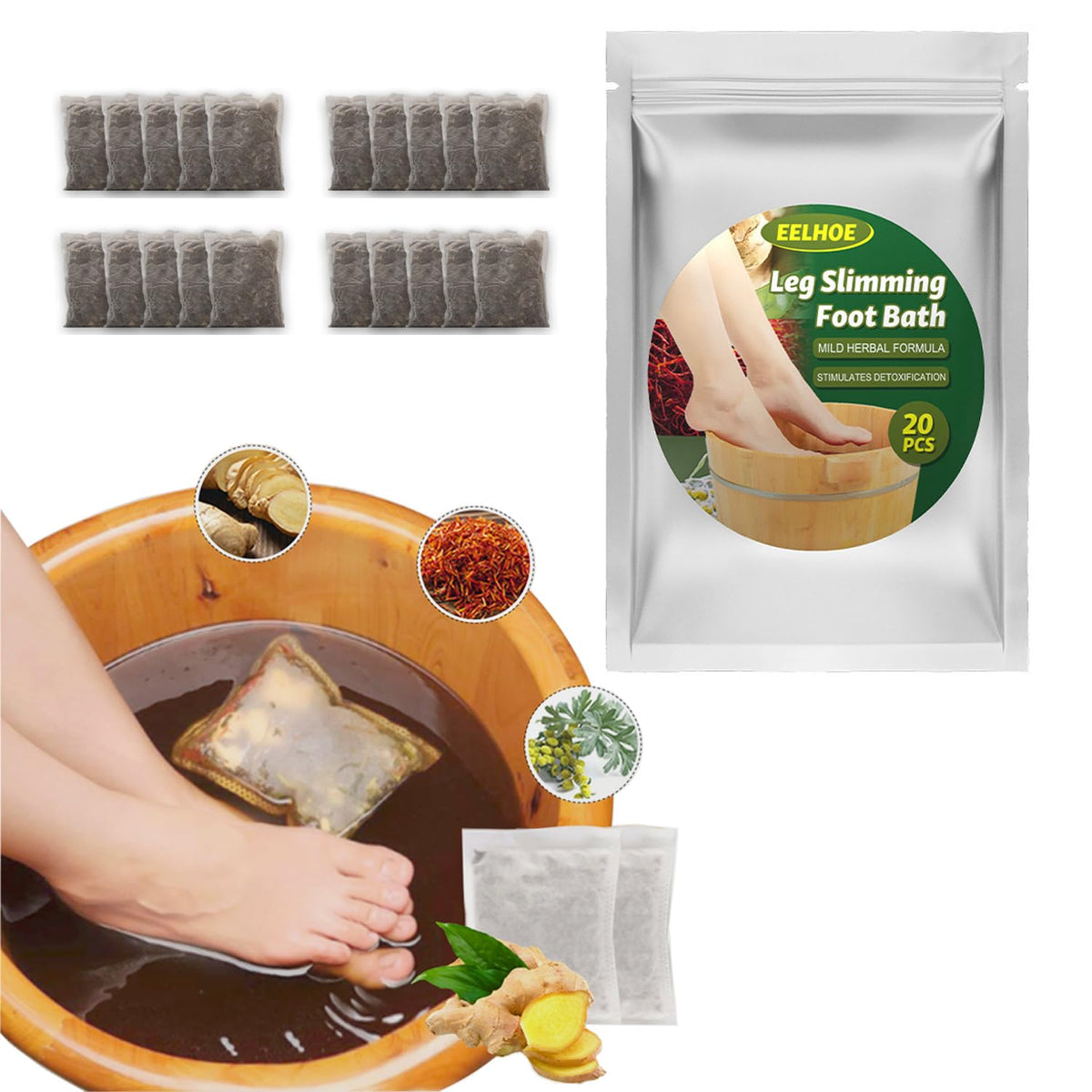 UDOIT front packaging showing 20pcs sachets and convenience for home spa