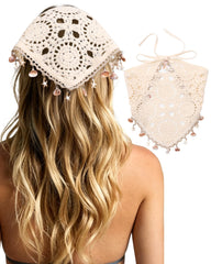 Ufgin front view showing crochet bandana adding boho charm