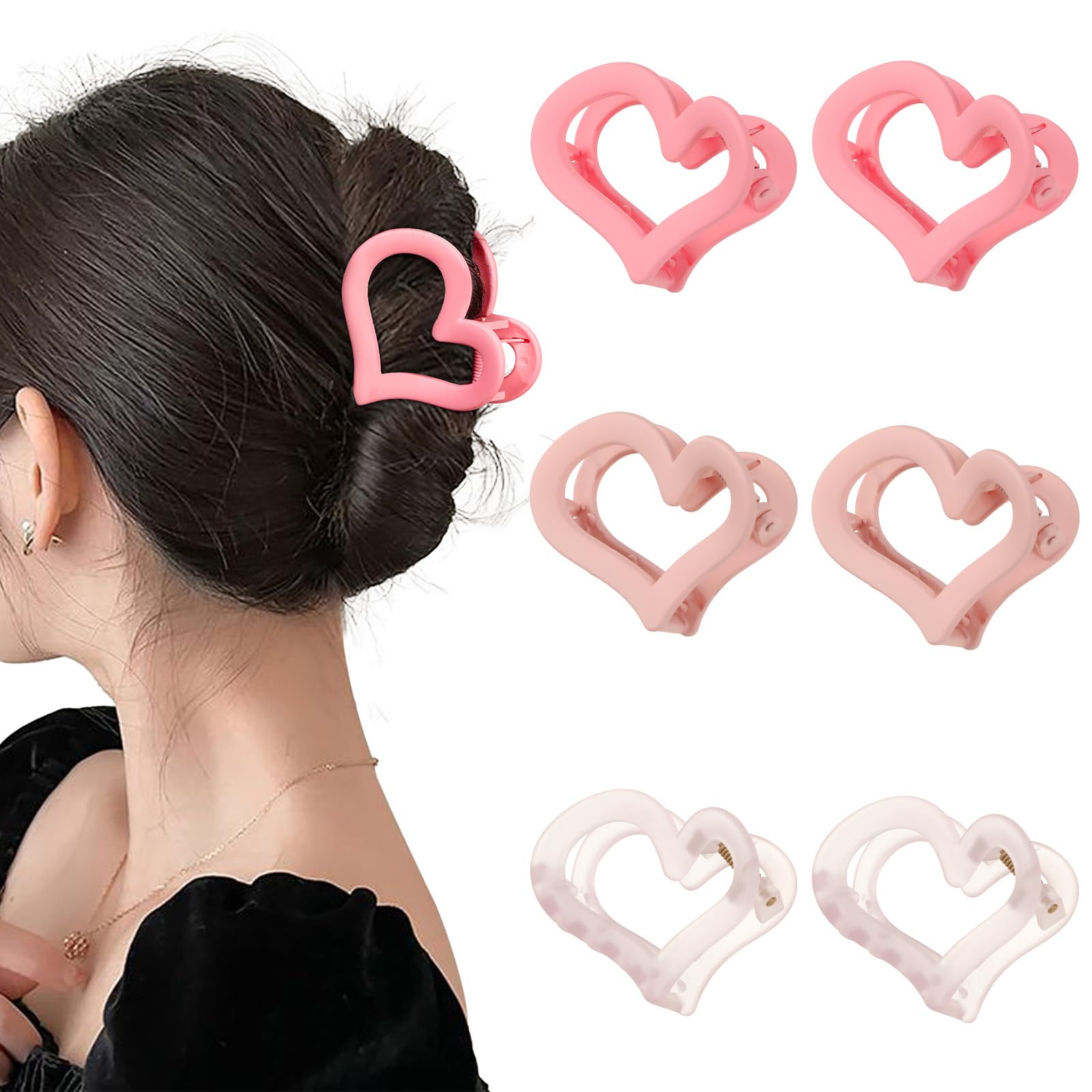 Ufgin front view of pink heart clip showing cute shape and secure hold