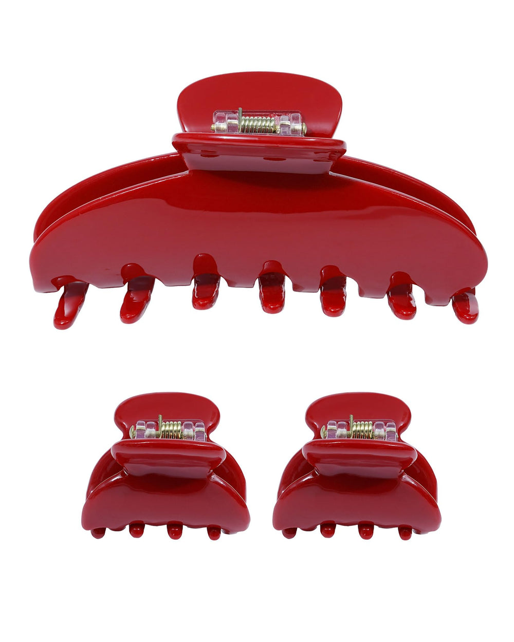 Ufgin red acetate front packaging showing three hair clips and brand