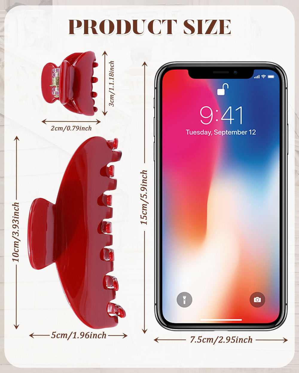 Ufgin red acetate large clip close-up showing secure hold benefit