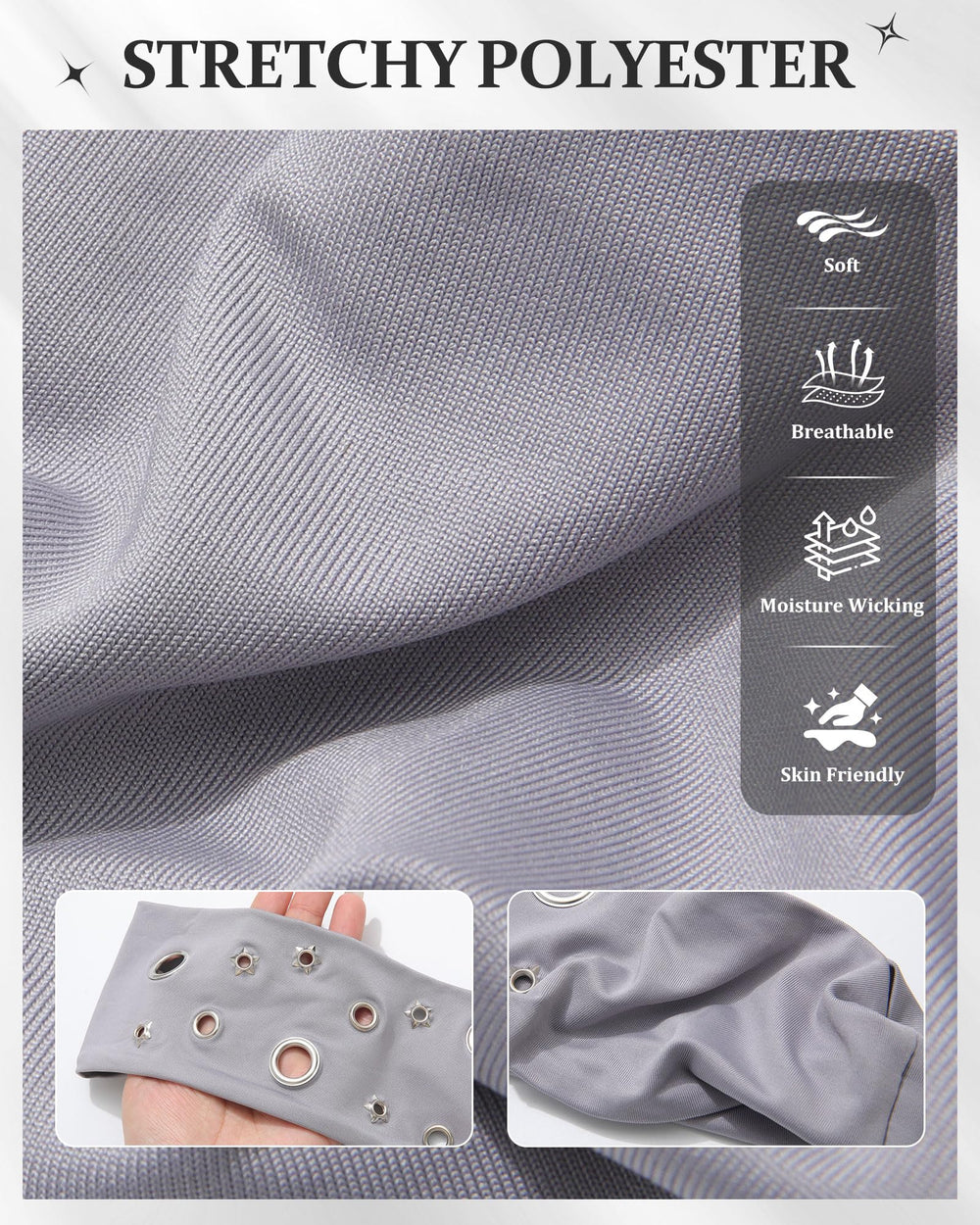 Ufgin stretch fabric texture showing weave and breathability benefit