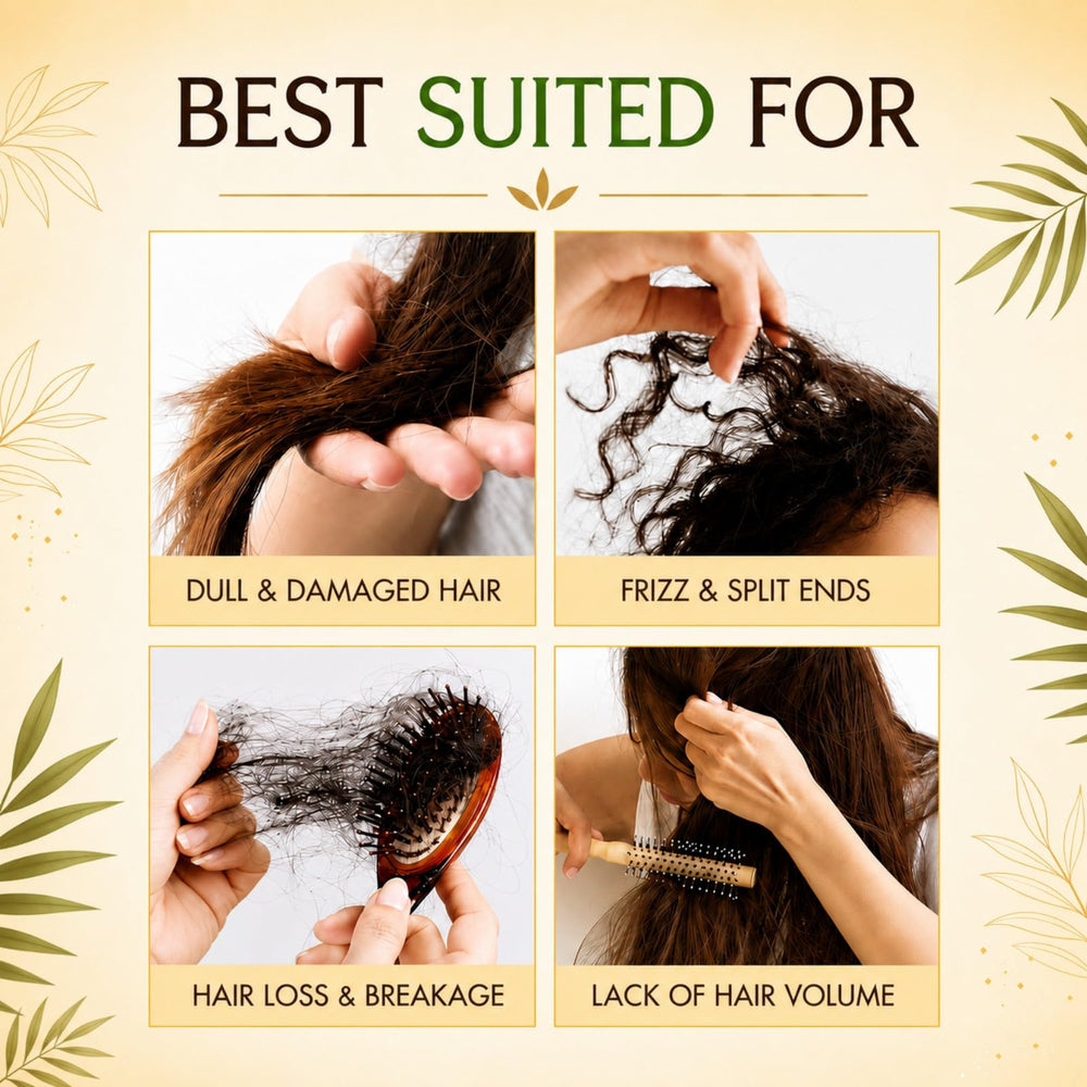 model applying UFNA oil to scalp to nourish roots and reduce dryness
