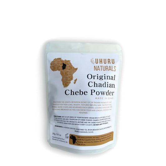 Uhuru Naturals ChadianChebe front packaging showing product identity and benefit