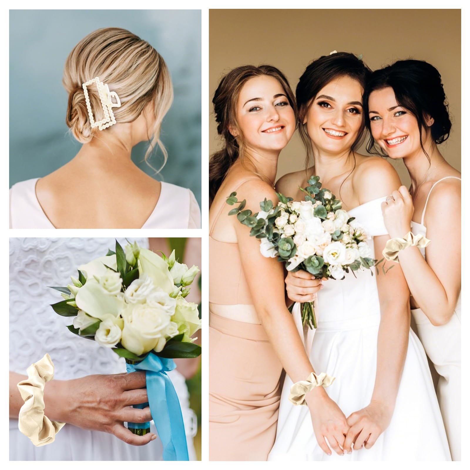 Uintoon bridesmaids wearing scrunchies and clips showcasing coordinated look benefit