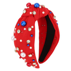 Uintoon front view of headband showing red white blue design and festive look