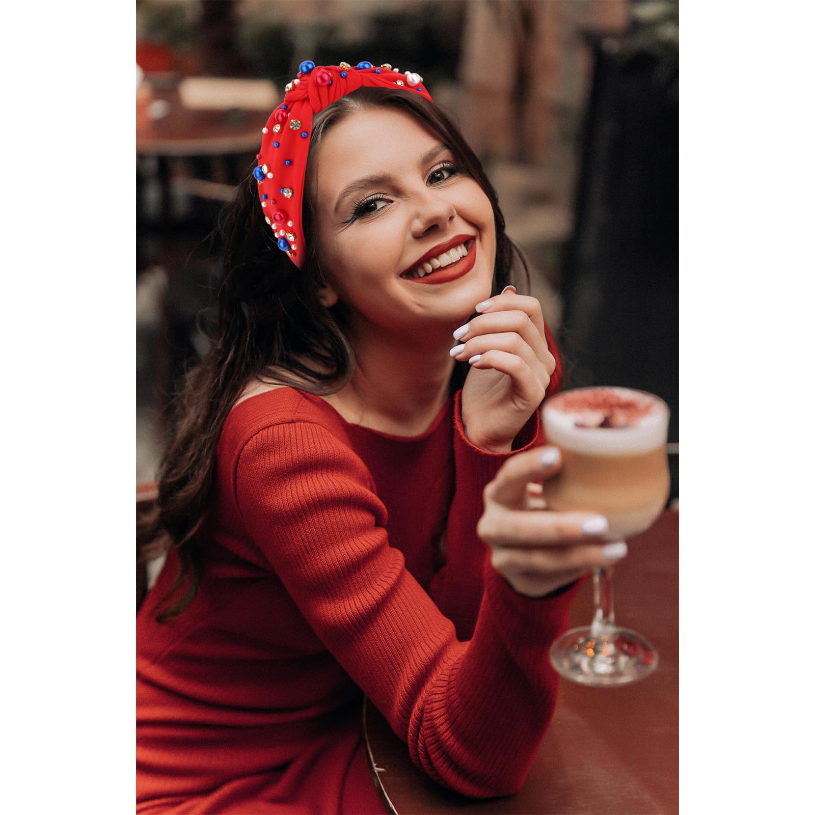 Uintoon model wearing headband outdoors showing stylish holiday appeal