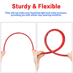 Uintoon red glitter headband isolated to show vivid color and festive bling
