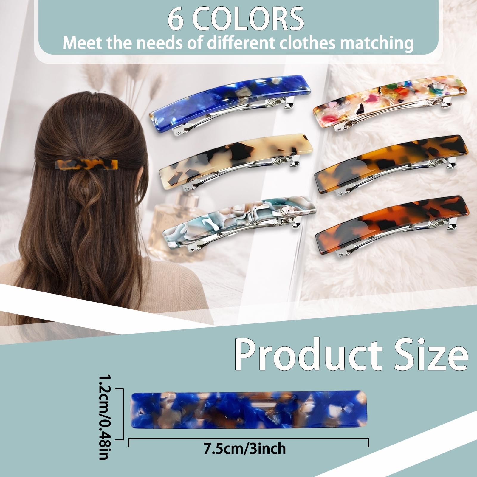 UKSKS barrettes clipped into hair side profile demonstrating tidy half-up style and sleek look
