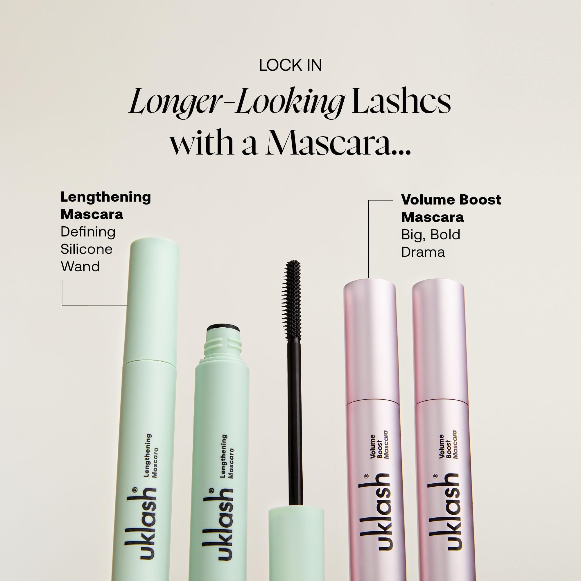 UKLASH ingredients label detail indicating peptide-powered, clean formula