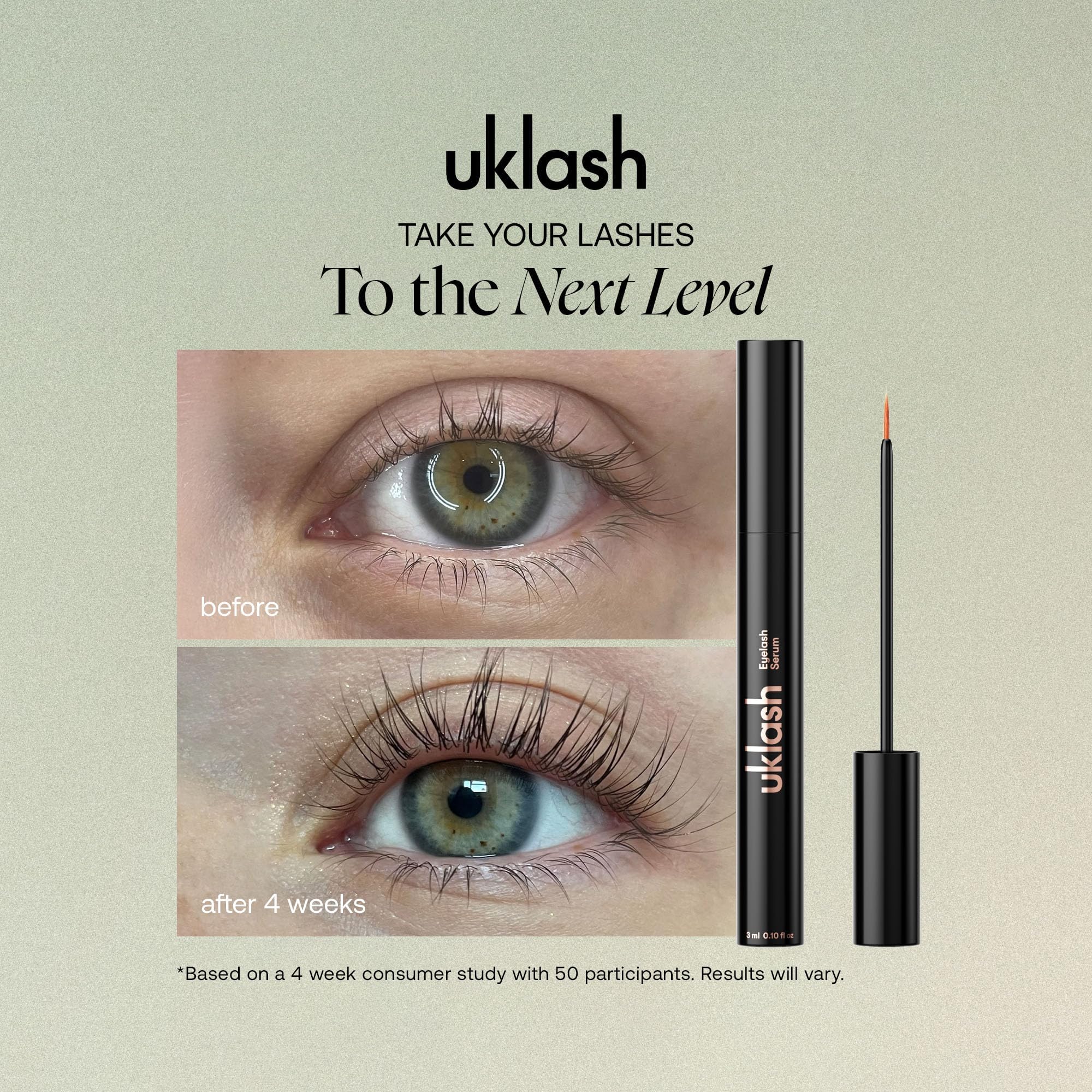 UKLASH applicator closeup displaying fine brush for precise nightly application