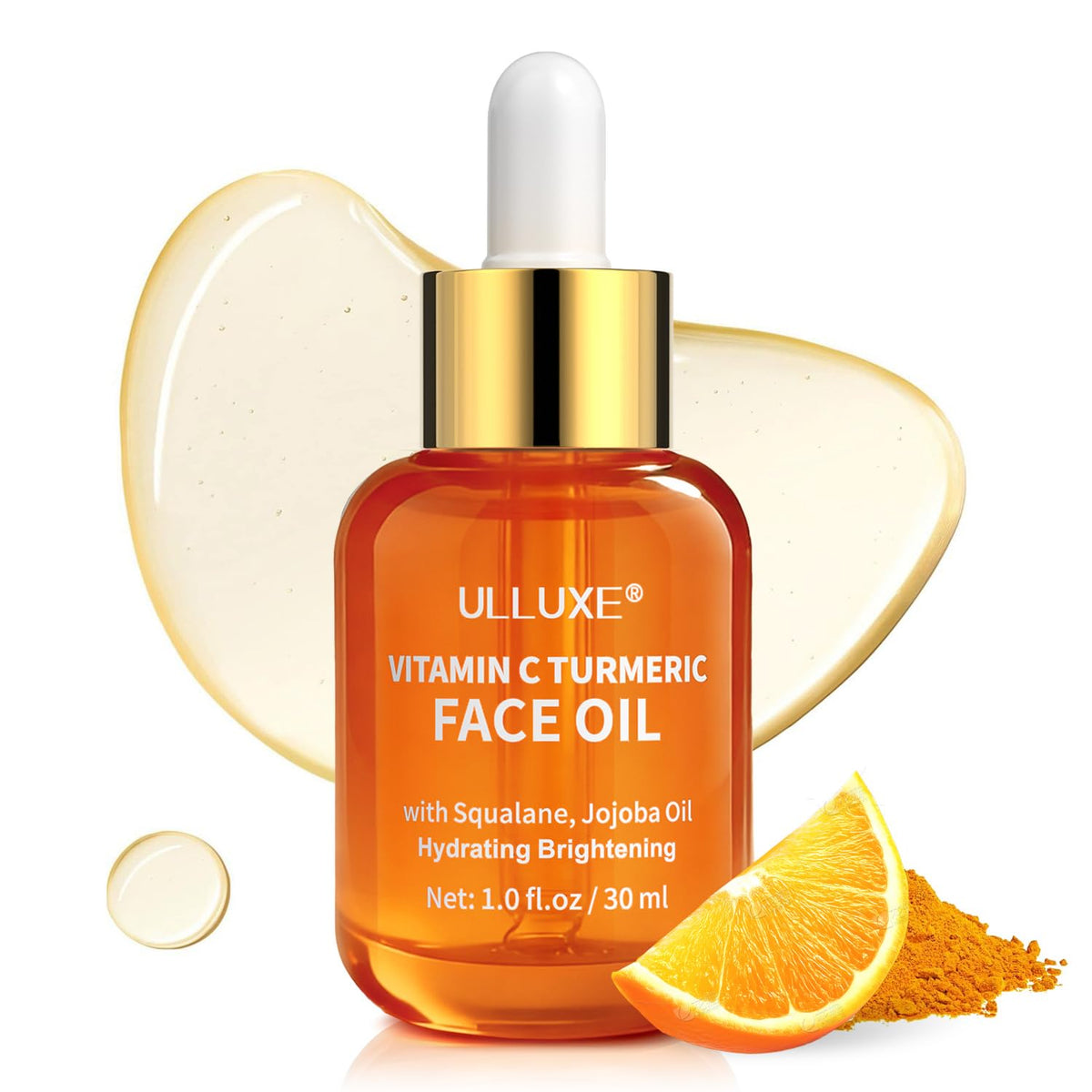 ulluxe front bottle showing label and size, highlights brightening benefits