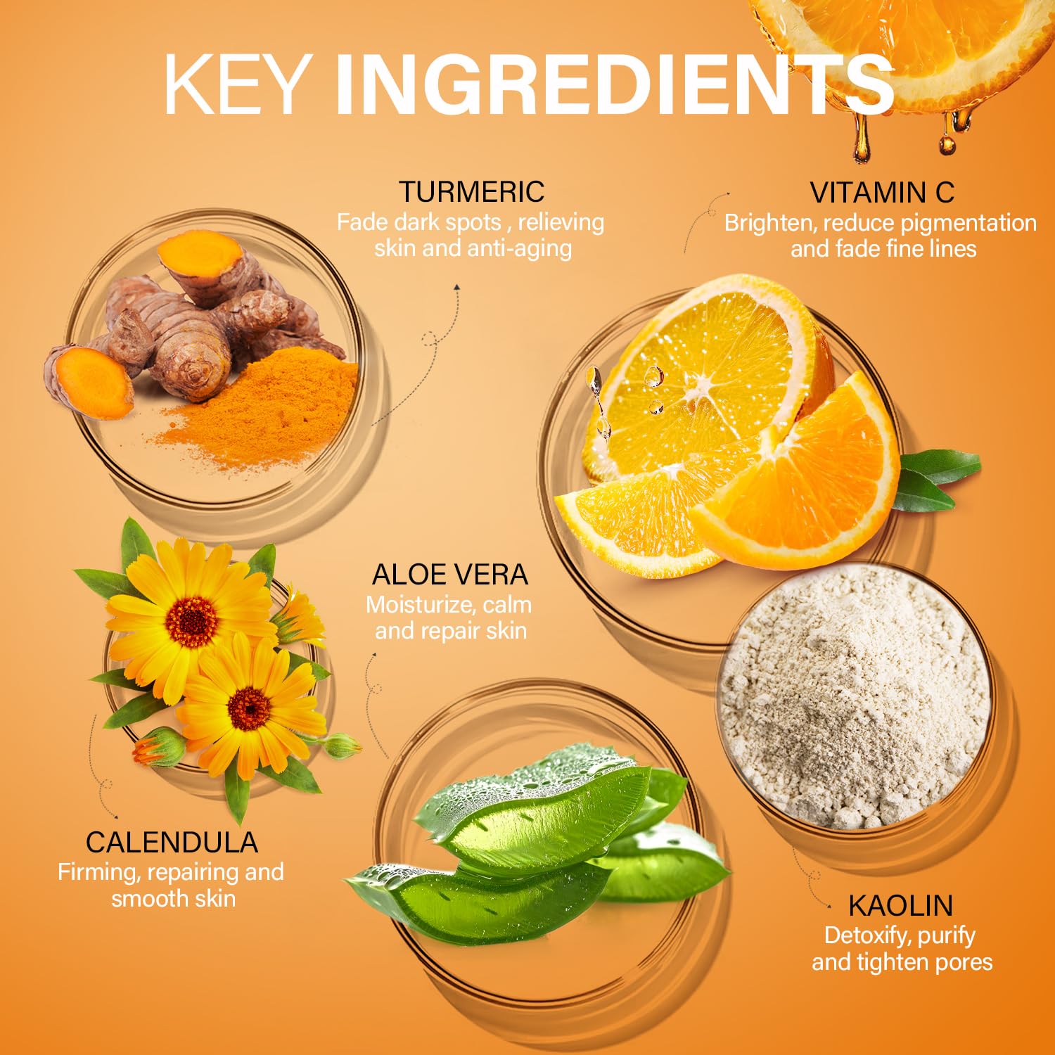 ulluxe turmeric root and kaolin clay visually showing natural ingredients