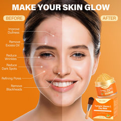 ulluxe soft mask brush beside open jar for clean, easy application