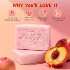 ulluxe peach bar close-up texture highlights exfoliant for smoother skin
