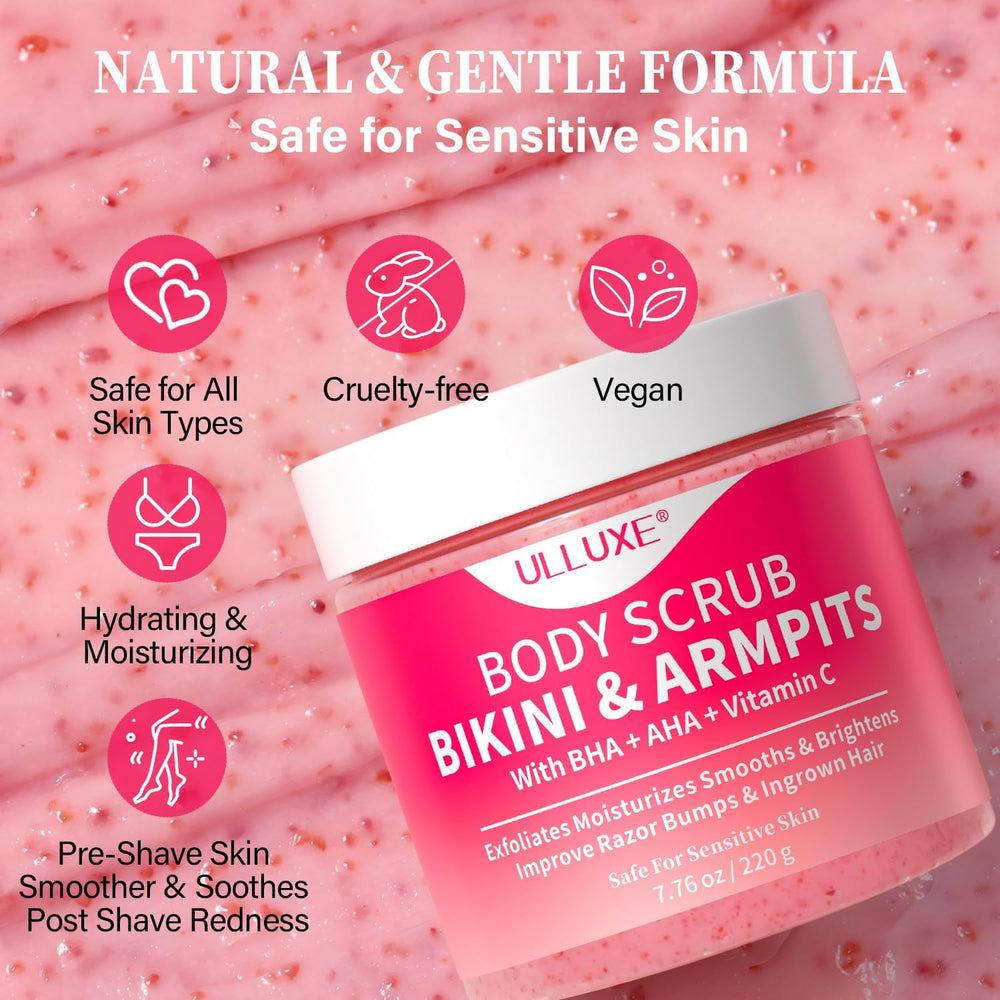 ulluxe close-up scrub texture showing gentle exfoliation