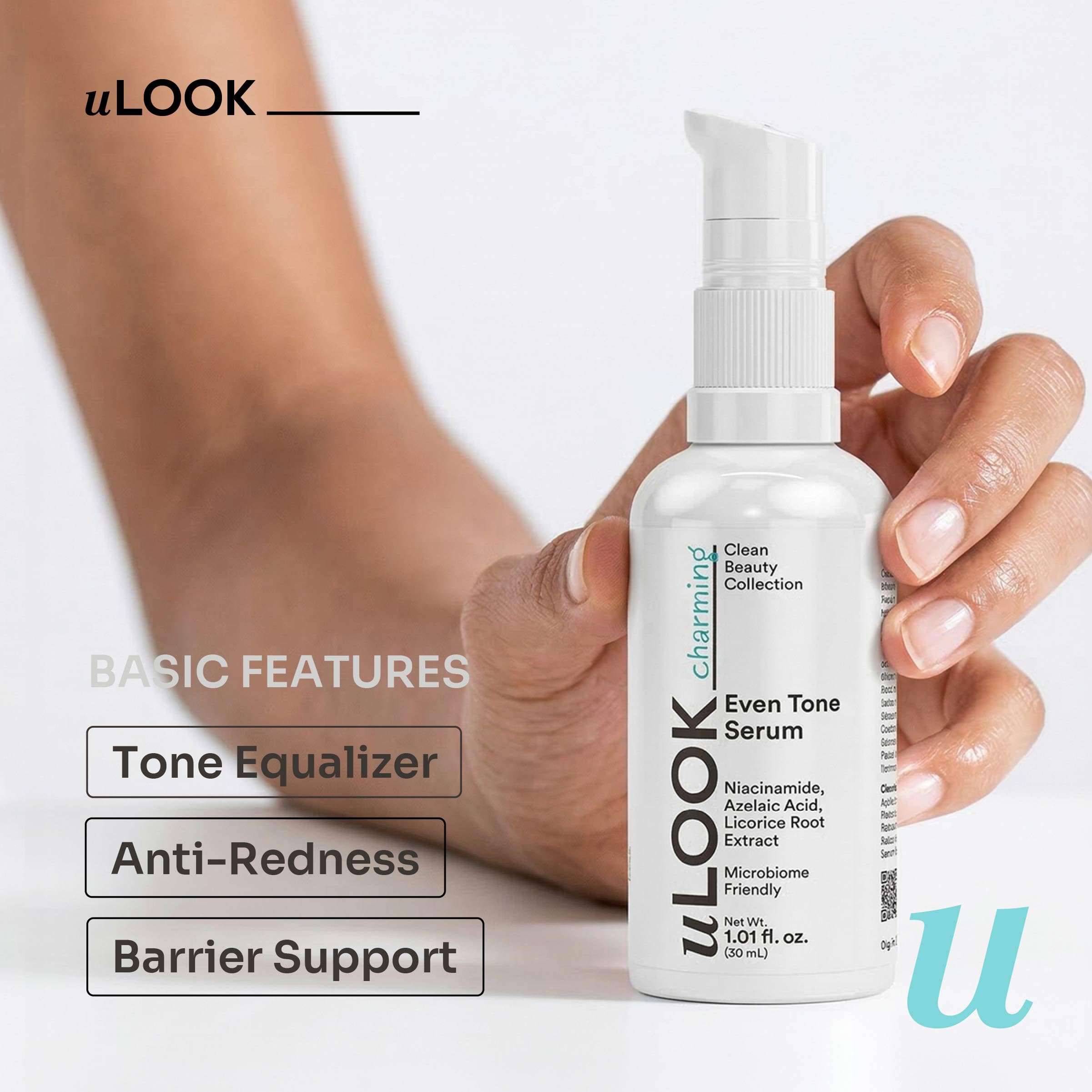 uLOOK placed beside sunscreen in morning routine for layering compatibility