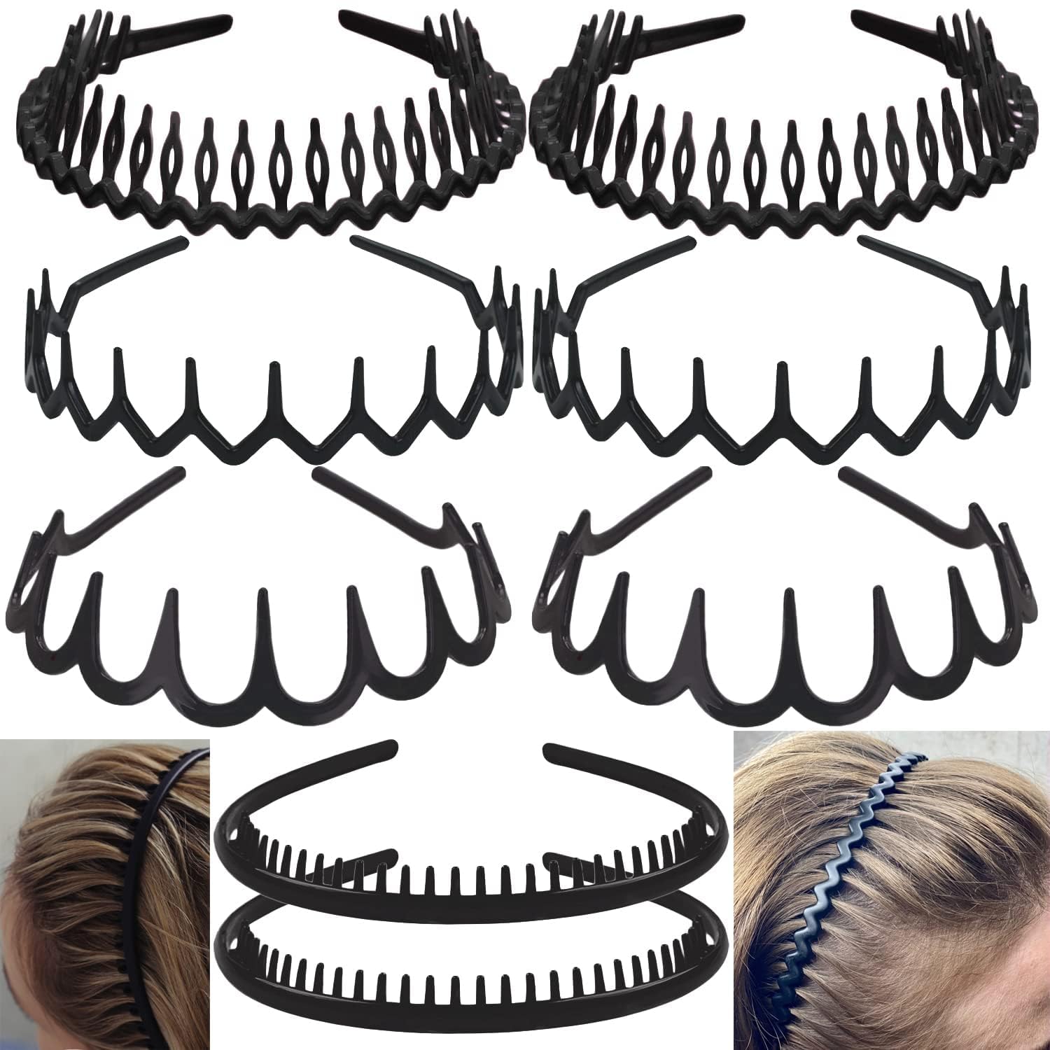 ULTIMUTE front view of eight matte black headbands, organized pack benefit secure storage