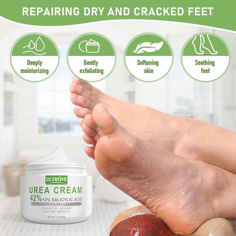 Applying Ultrove on heel to soften callus and deeply moisturize skin