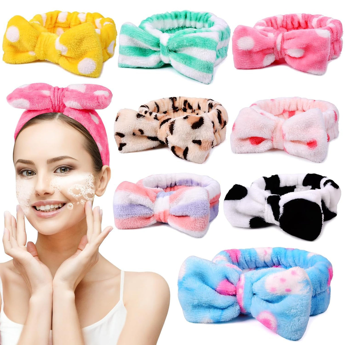 UMIKU front pack of eight bow headbands showing variety and gift potential