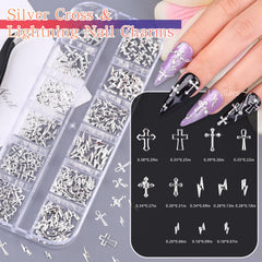 Umillars bow and flower charms layout showing cute motifs for feminine nail designs