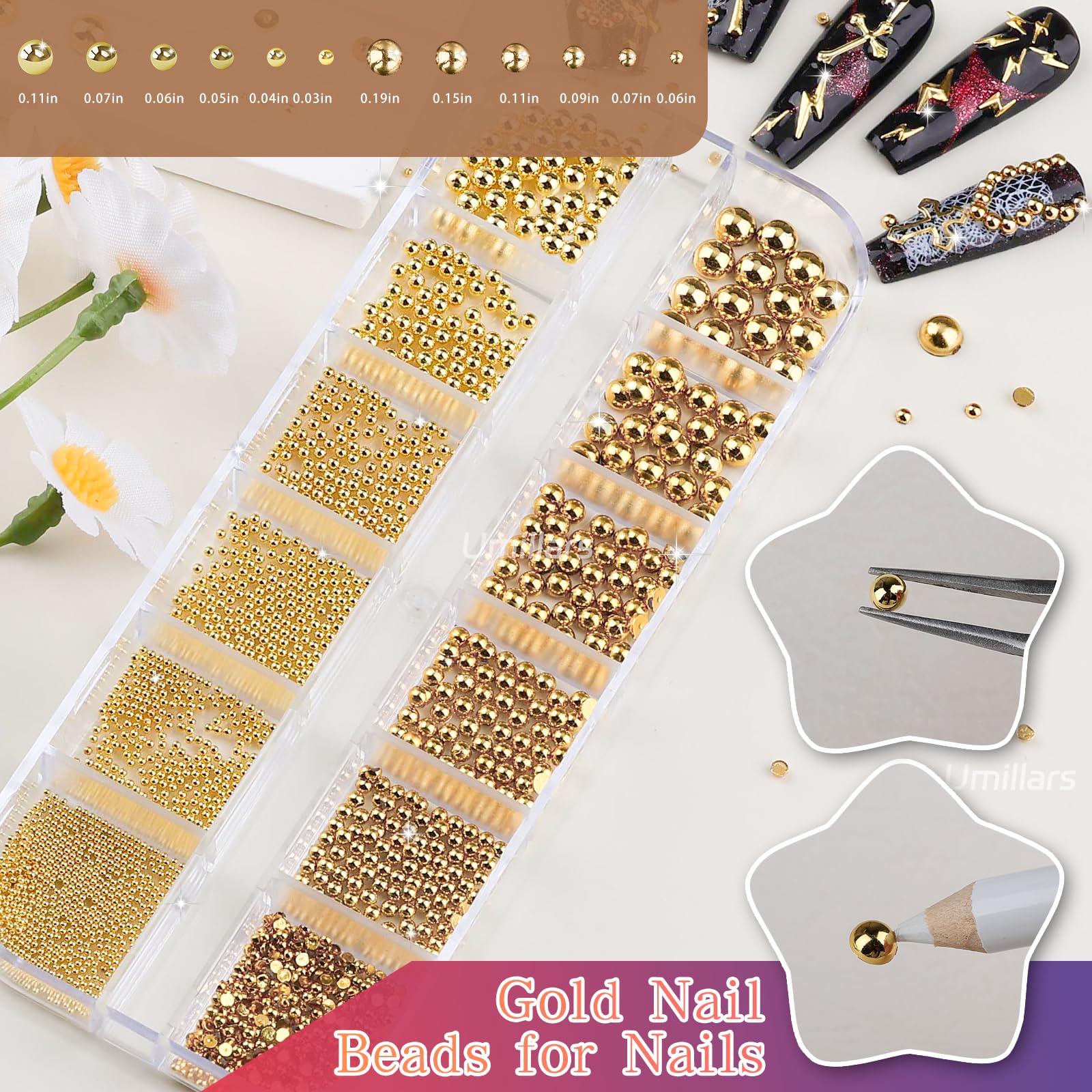 Umillars charms applied on nails showing salon-style finished look