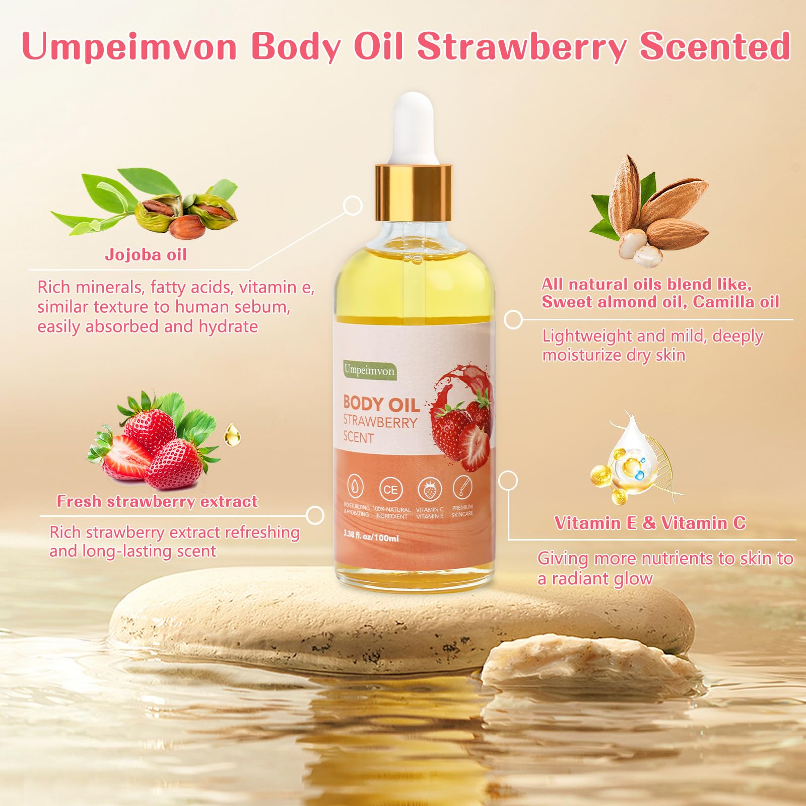 Umpeimvon bottle close-up with a dropper showing smooth oil texture for fast absorption