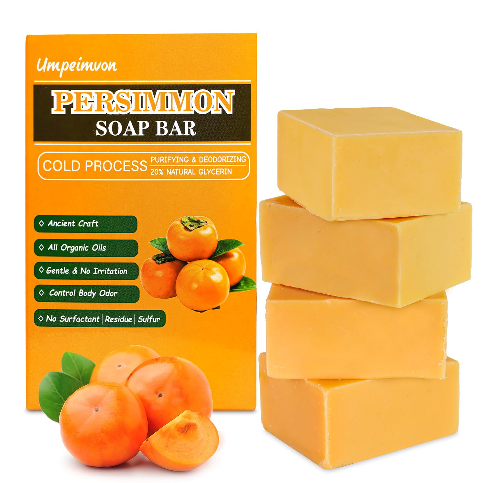 Umpeimvon front packaging showing four handmade persimmon bars and natural benefits