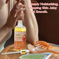 Umpeimvon oil applied on legs after shower leaving skin soft and moisturized