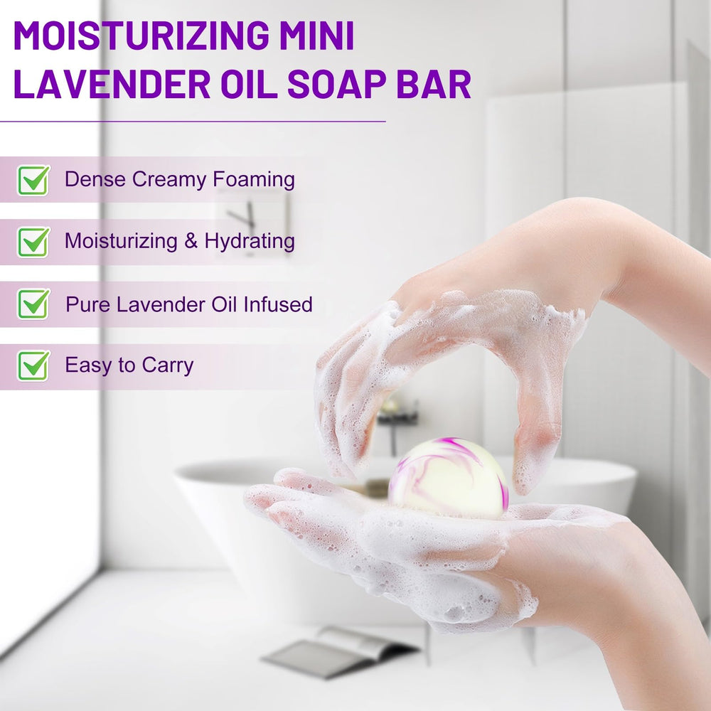 Umpeimvon soap held in hand for scale to show compact portable size