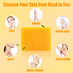 Umpeimvon soap held in hand to show 3.53oz size and easy handling