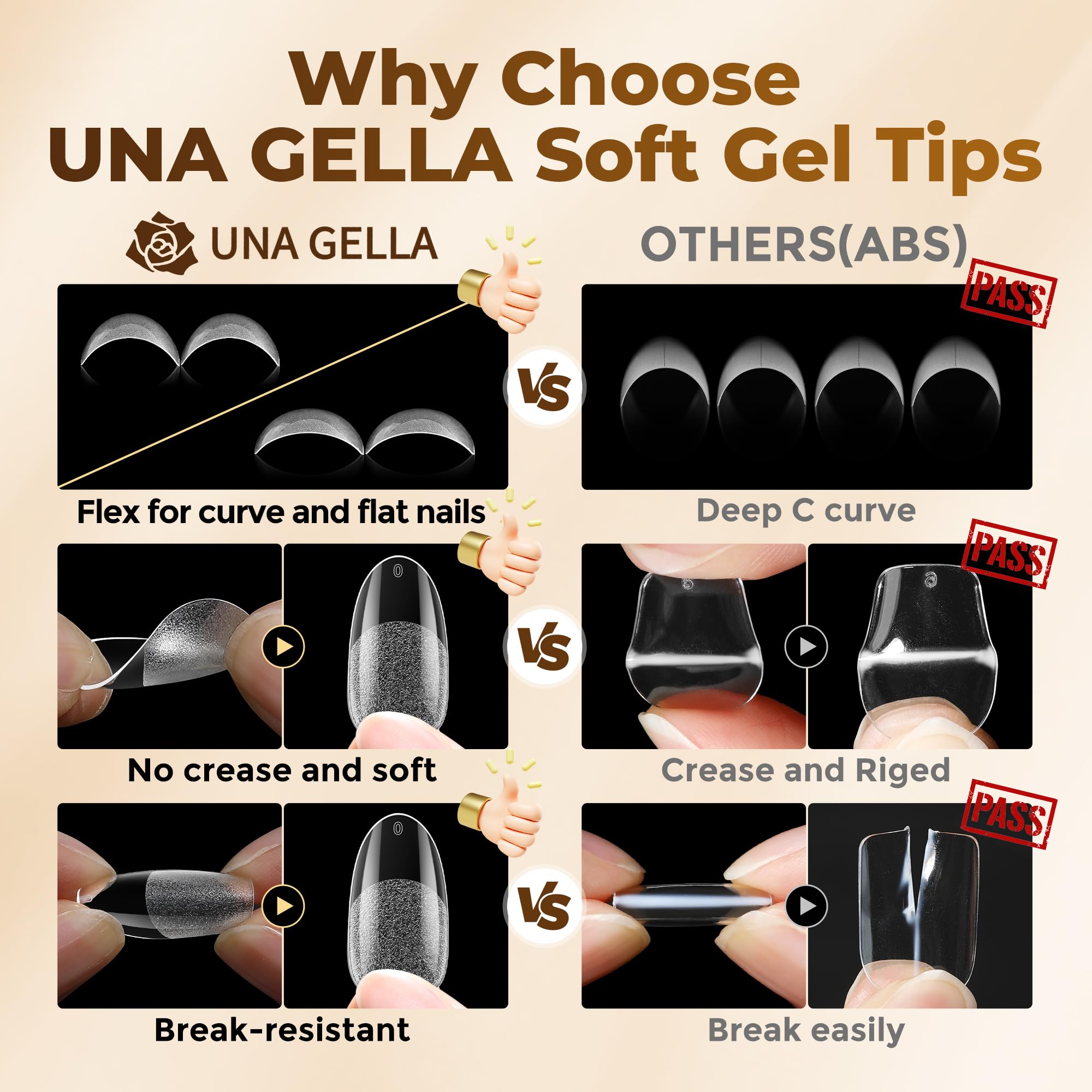 UNA GELLA 12 sizes layout showing organized range for every nail