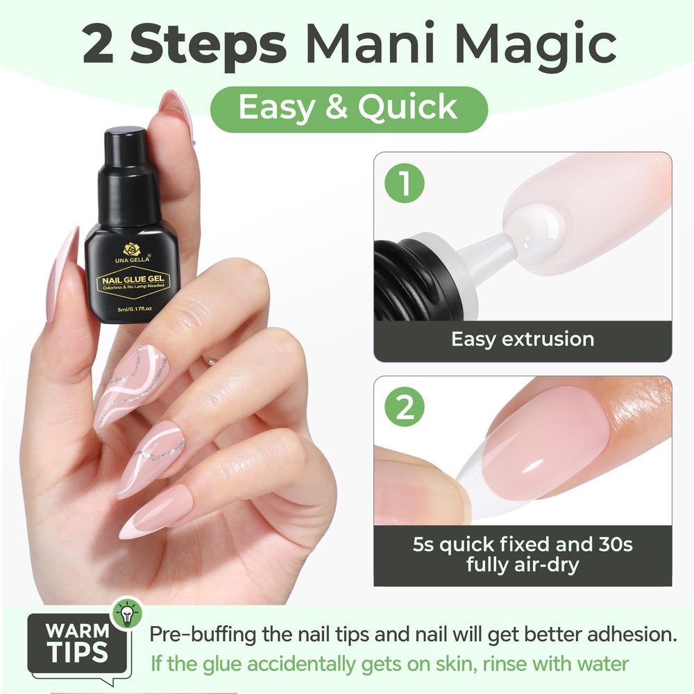 UNA GELLA steel-needle tip and 1mm nozzle for precise glue control