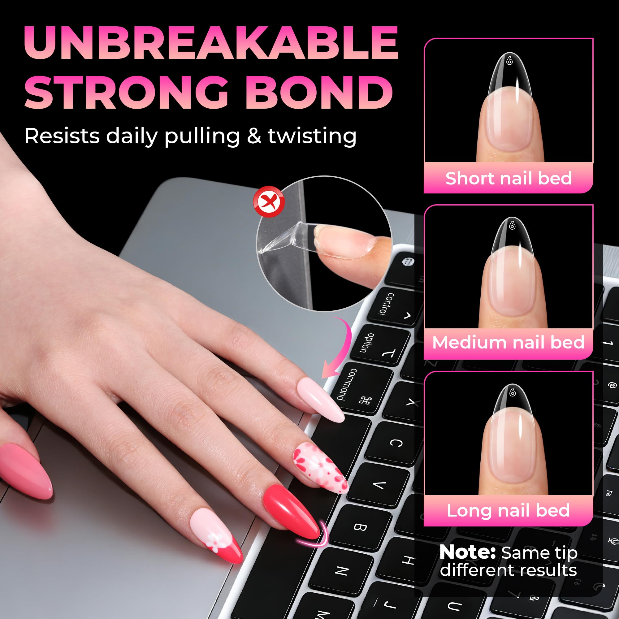 UNA GELLA translucent clear tip detail for customizable polish finishes