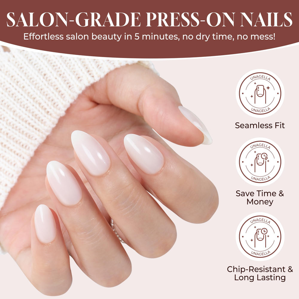 UNA GELLA almond shape side view showing natural curve and comfortable fit benefit