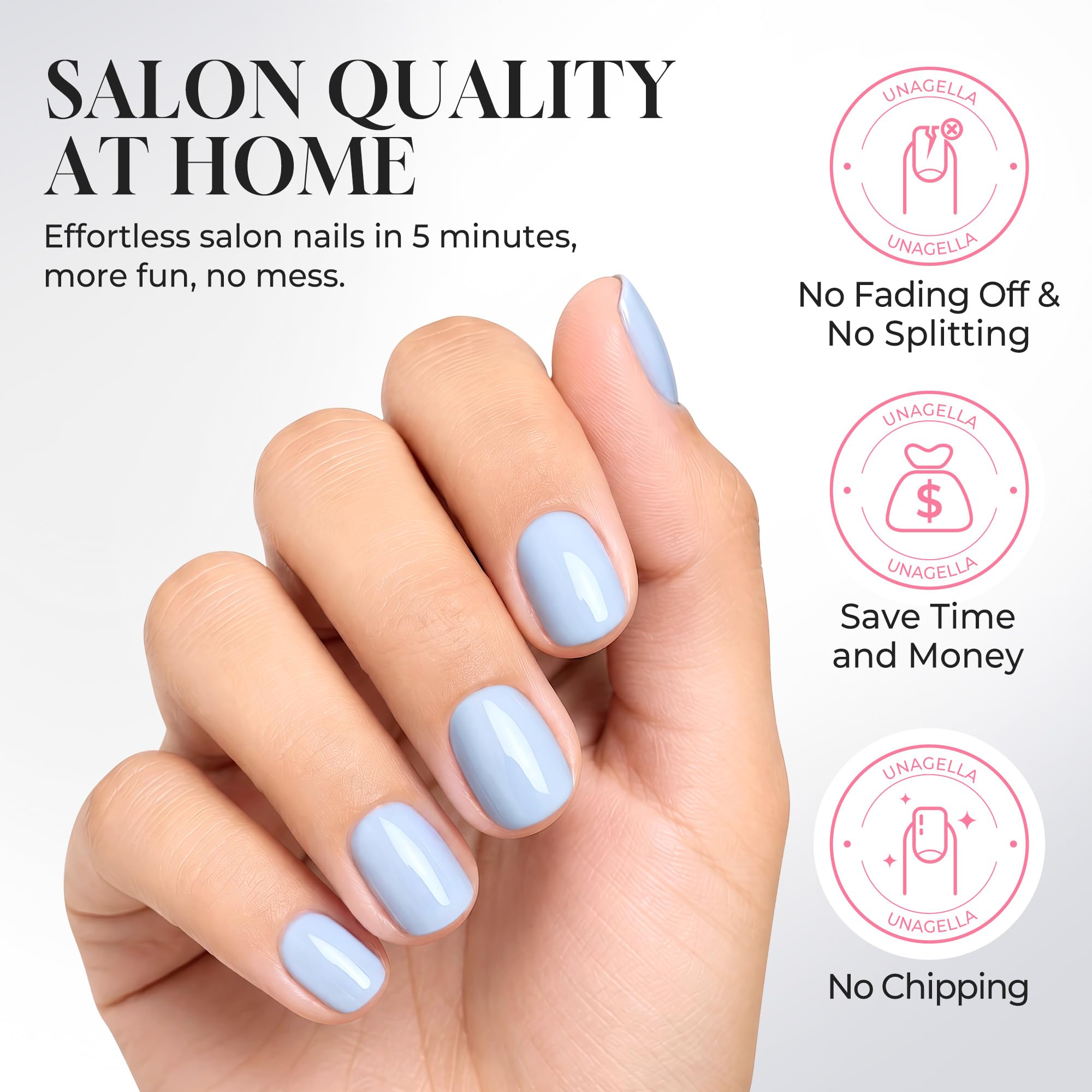 UNA GELLA application demonstration on finger illustrating easy at-home use