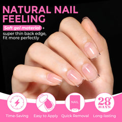 UNA GELLA application on hand demonstrating easy press-on placement