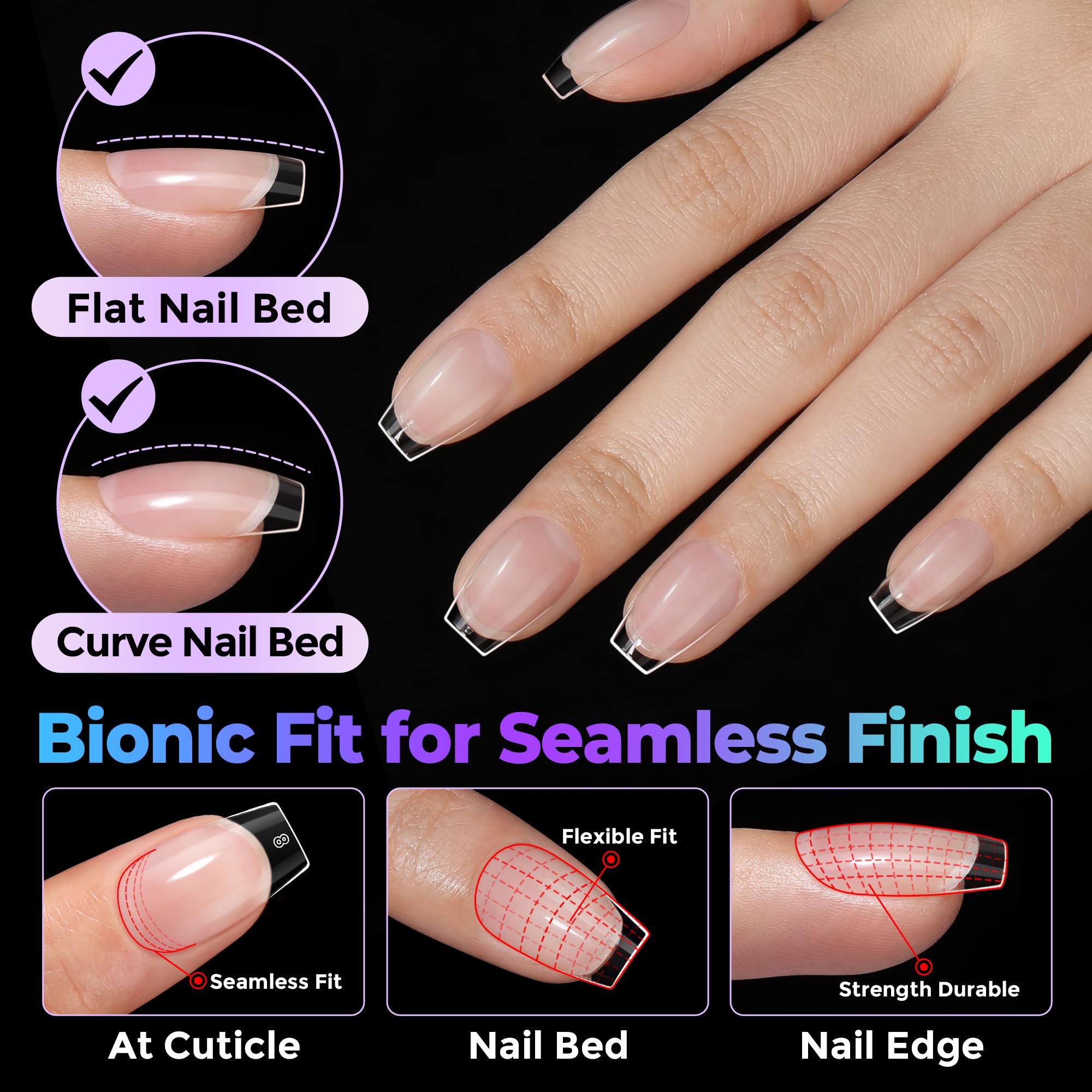 UNA GELLA applying a coffin tip to natural nail for quick DIY salon result