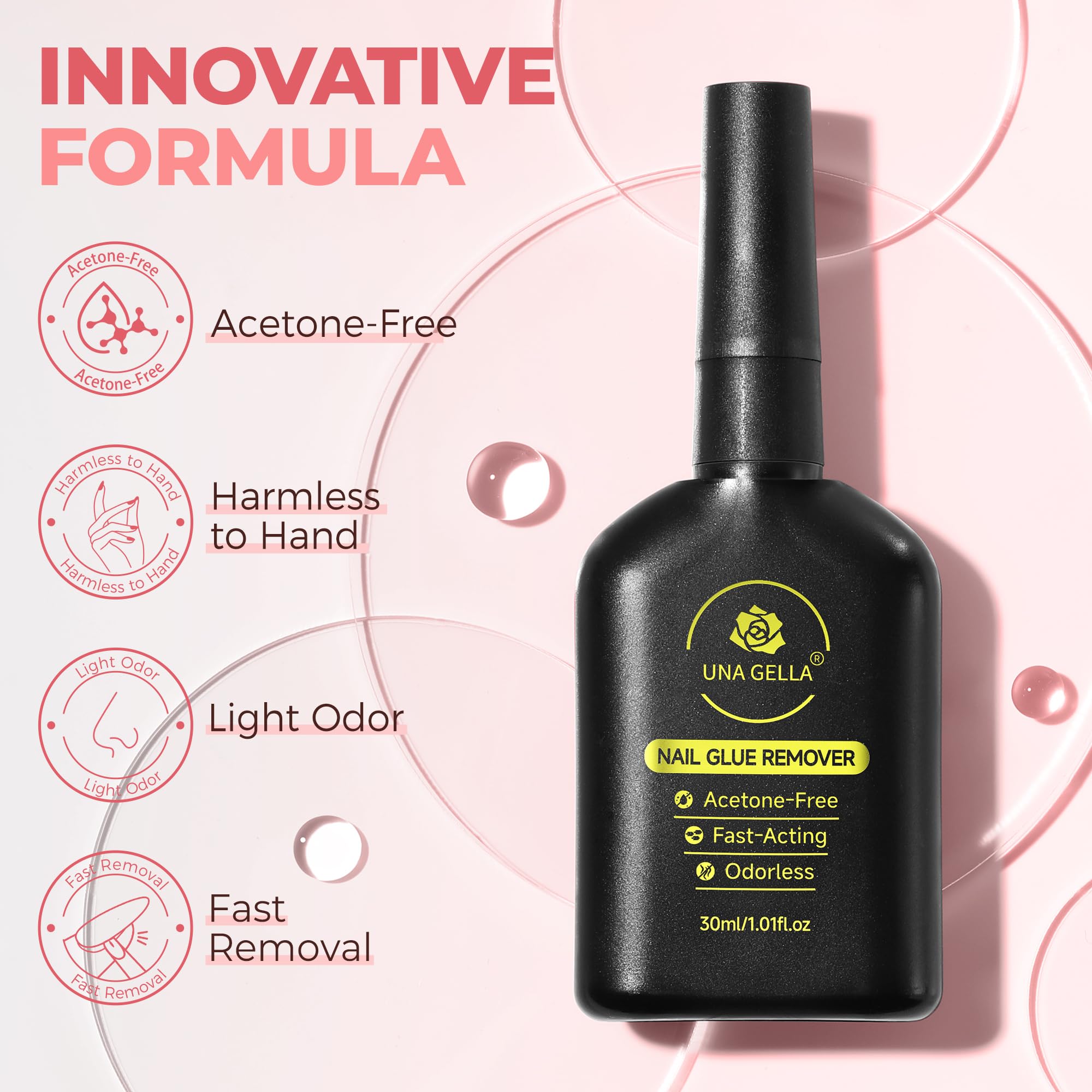 UNA GELLA applied to nail edge demonstrating targeted glue softening