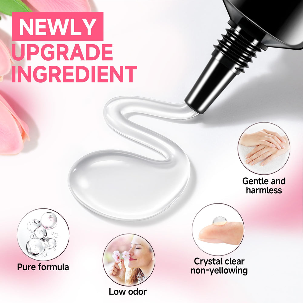 UNA GELLA application with press-on nail demonstrating quick adhesion