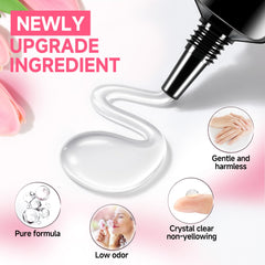 UNA GELLA application with press-on nail demonstrating quick adhesion