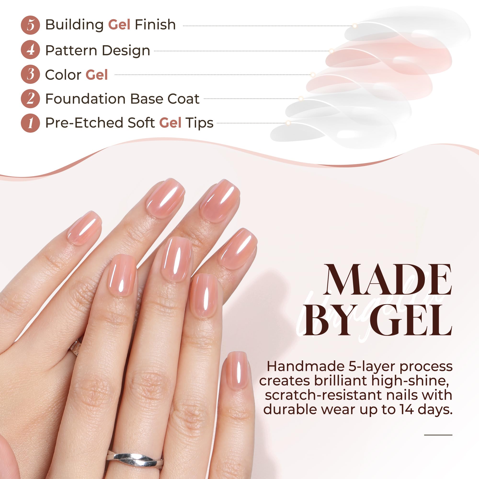 UNA GELLA application tools arranged with glue and tabs for complete at-home application