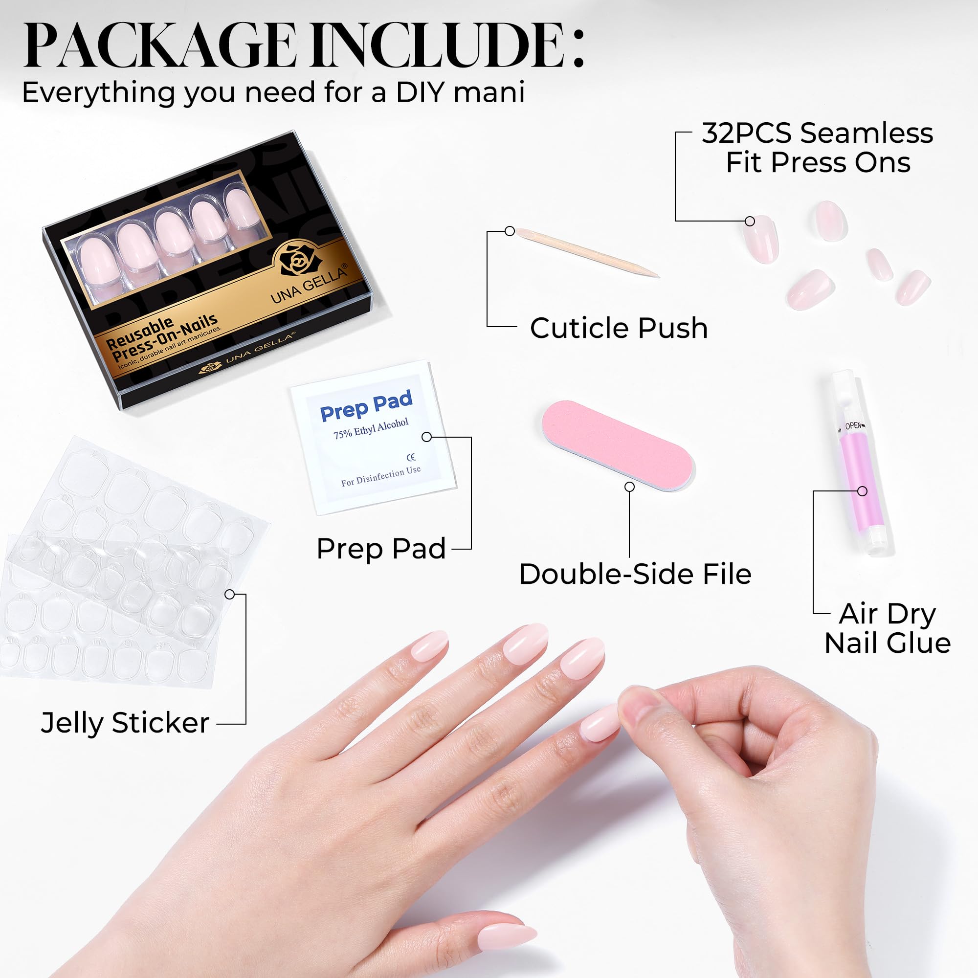 UNA GELLA applied on hands lifestyle shot showing natural appearance benefit everyday wear