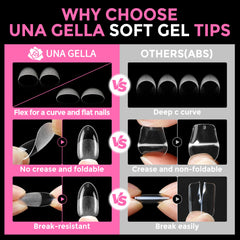 UNA GELLA applied press-on nails on hands showing natural full-cover look