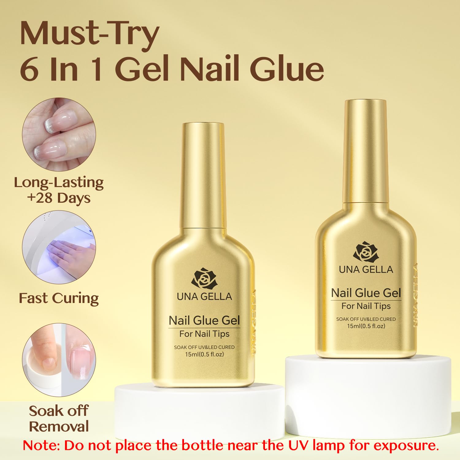 UNA GELLA brush applicator close-up for precise, mess-free application