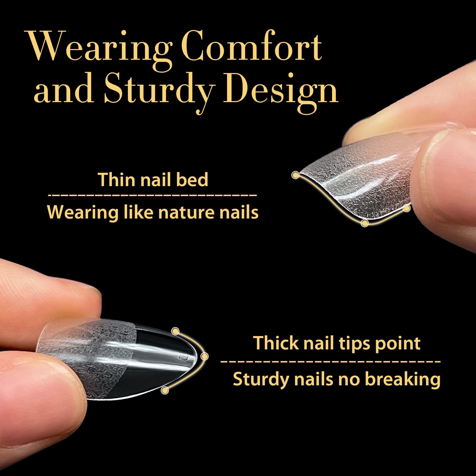 UNA GELLA clear full-cover tip demonstrating smooth polish-ready surface
