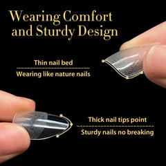 UNA GELLA clear full-cover tip demonstrating smooth polish-ready surface