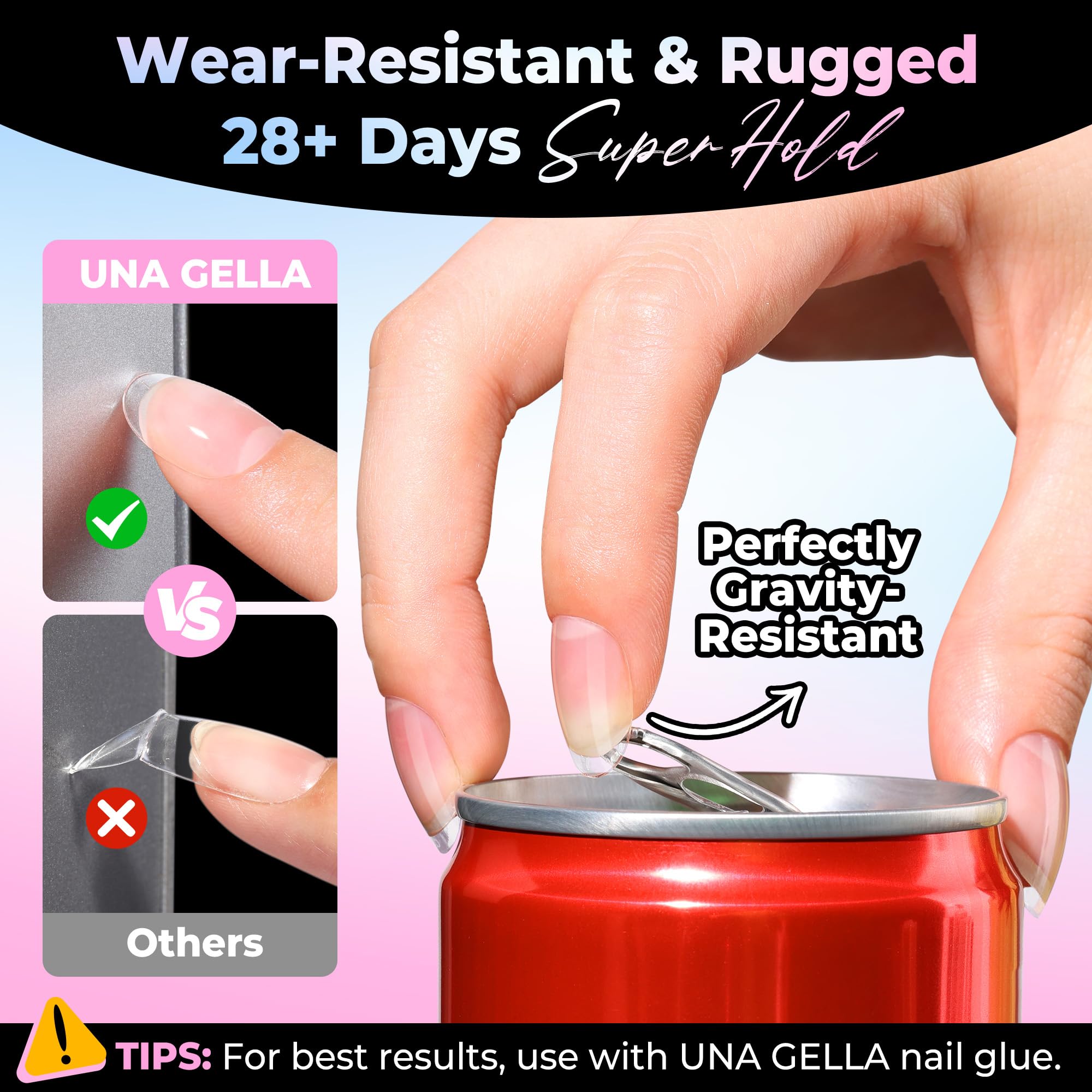 UNA GELLA clear surface with polish applied for customizable salon finish