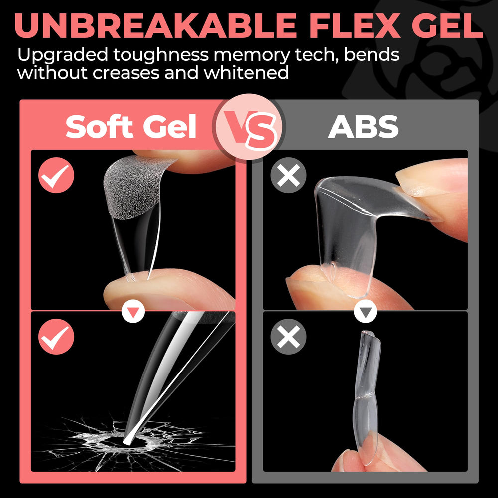 UNA GELLA clear surface gel tips ready for polish and custom nail art application